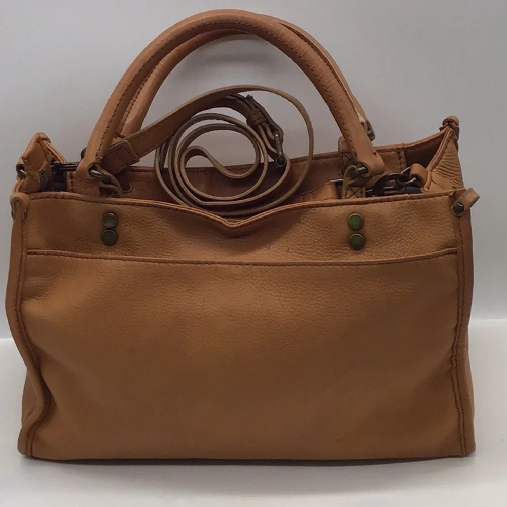 American Leather Co Caramel Brown Pebble Leather Shoulder Bag - Picture 3 of 13